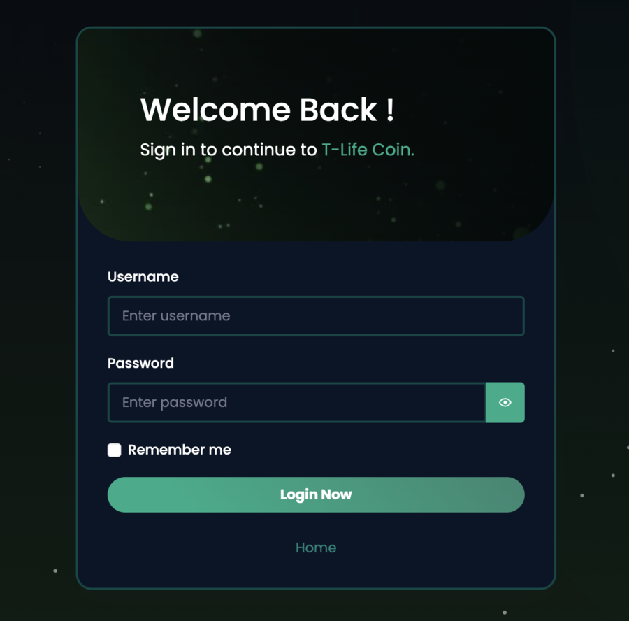 Process for  t life coin Login 